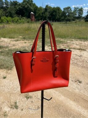 NWOT Orange Pebble Leather Coach Mini Mollie Tote Bag F2222-CC789